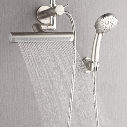 Forno Acqua AcquaFALL Mini Shower Head, Brushed Nickel Finish, Overhead Rainfall Shower, 7 Way Diverter, Handheld Shower Head, Body Jets, 2.5 GPM Flow Rate