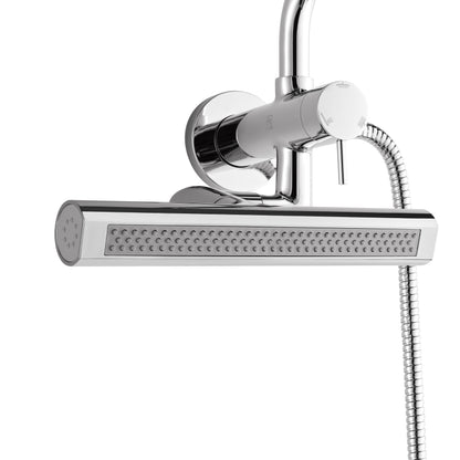 Forno Acqua AcquaFALL Mini Shower Head, Polished Stainless Steel Finish, Overhead Rainfall Shower, 7 Way Diverter, Handheld Shower Head, Body Jets, 1.8 GPM Flow Rate