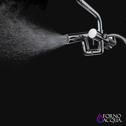 Forno Acqua AcquaFALL Mini Shower Head, Brushed Nickel Finish, Overhead Rainfall Shower, 7 Way Diverter, Handheld Shower Head, Body Jets, 2.5 GPM Flow Rate