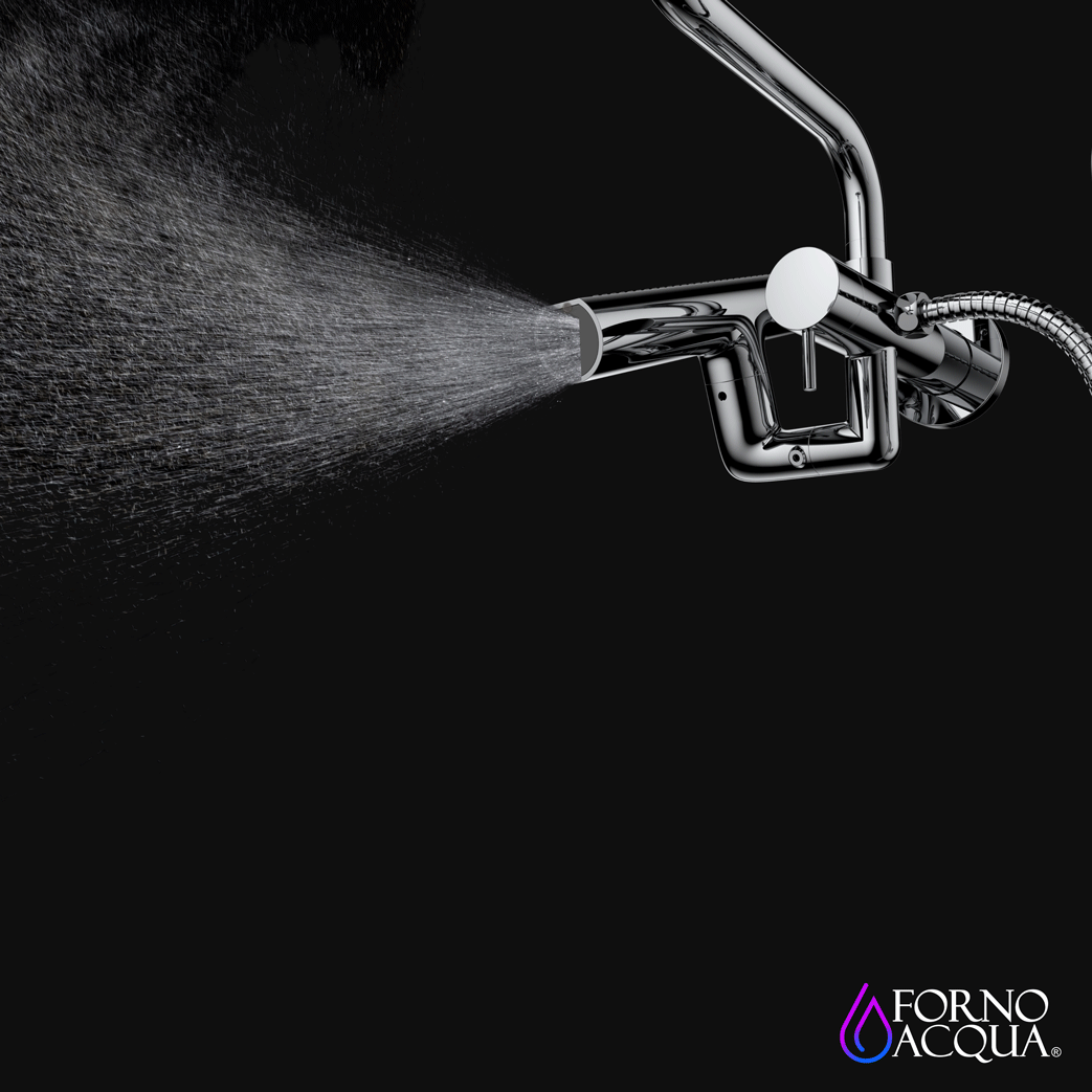Forno Acqua AcquaFALL Mini Shower Head, Polished Stainless Steel Finish, Overhead Rainfall Shower, 7 Way Diverter, Handheld Shower Head, Body Jets, 1.8 GPM Flow Rate