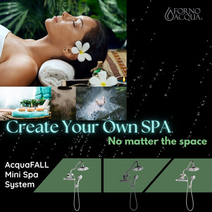 Forno Acqua AcquaFALL Mini 8 Inch Shower Head, Matte Black Finish, Overhead Rainfall Shower, Handheld Shower Head, Body Jets, 1.8 GPM Flow Rate