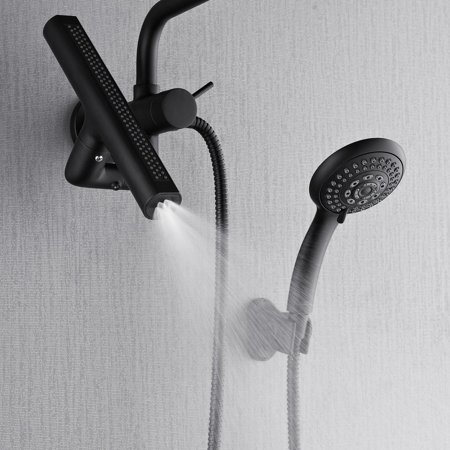 Forno Acqua AcquaFALL Mini 8 Inch Shower Head, Matte Black Finish, Overhead Rainfall Shower, Handheld Shower Head, Body Jets, 2.5 GPM Flow Rate