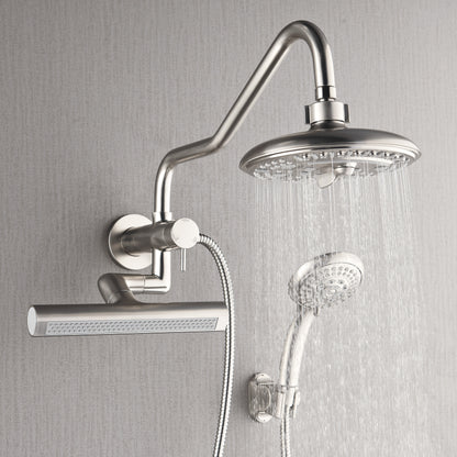 Forno Acqua AcquaFALL Mini 8 Inch Shower Head, Brushed Nickel Finish, Overhead Rainfall Shower, Handheld Shower Head, Body Jets, 1.8 GPM Flow Rate