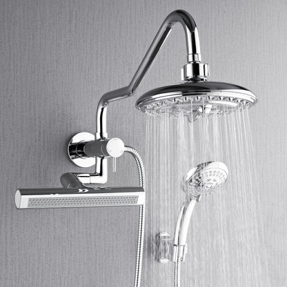 Forno Acqua AcquaFALL Mini 8 Inch Shower Head, Polished Stainless Steel Finish, Overhead Rainfall Shower, Handheld Shower Head, Body Jets, 2.5 GPM Flow Rate