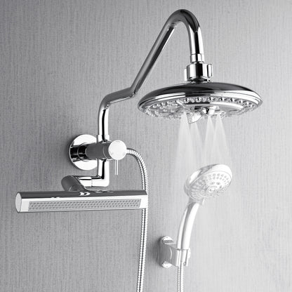 Forno Acqua AcquaFALL Mini 8 Inch Shower Head, Polished Stainless Steel Finish, Overhead Rainfall Shower, Handheld Shower Head, Body Jets, 2.5 GPM Flow Rate