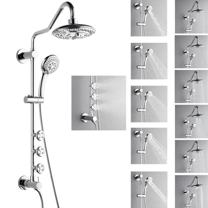 Forno Acqua AcquaSPA Retrofit Shower, Overhead Rainfall, 8 Inch Shower Head, Handheld Shower Head, Body Jets, 6 Way Diverter, Polished Stainless Steel Finish, 2.5 GPM Flow Rate