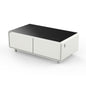 Forno Evoluto Tavolo 51-Inch White Smart Coffee Table – Dual Refrigerator Drawers, Bluetooth 5.0 Audio, Wireless Charging & RGB Ambient Light