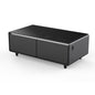 Forno Evoluto Tavolo 51-Inch Black Smart Coffee Table – Dual Refrigerator Drawers, Bluetooth 5.0 Audio, Wireless Charging & RGB Ambient Light