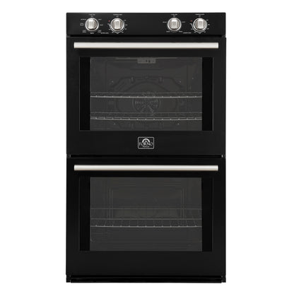 Forno Vomero 30-Inch Double Wall Oven, Black, 10 cu.ft Total Capacity, 7100W Convection, Mechanical Controls, Manuel Steam Clean