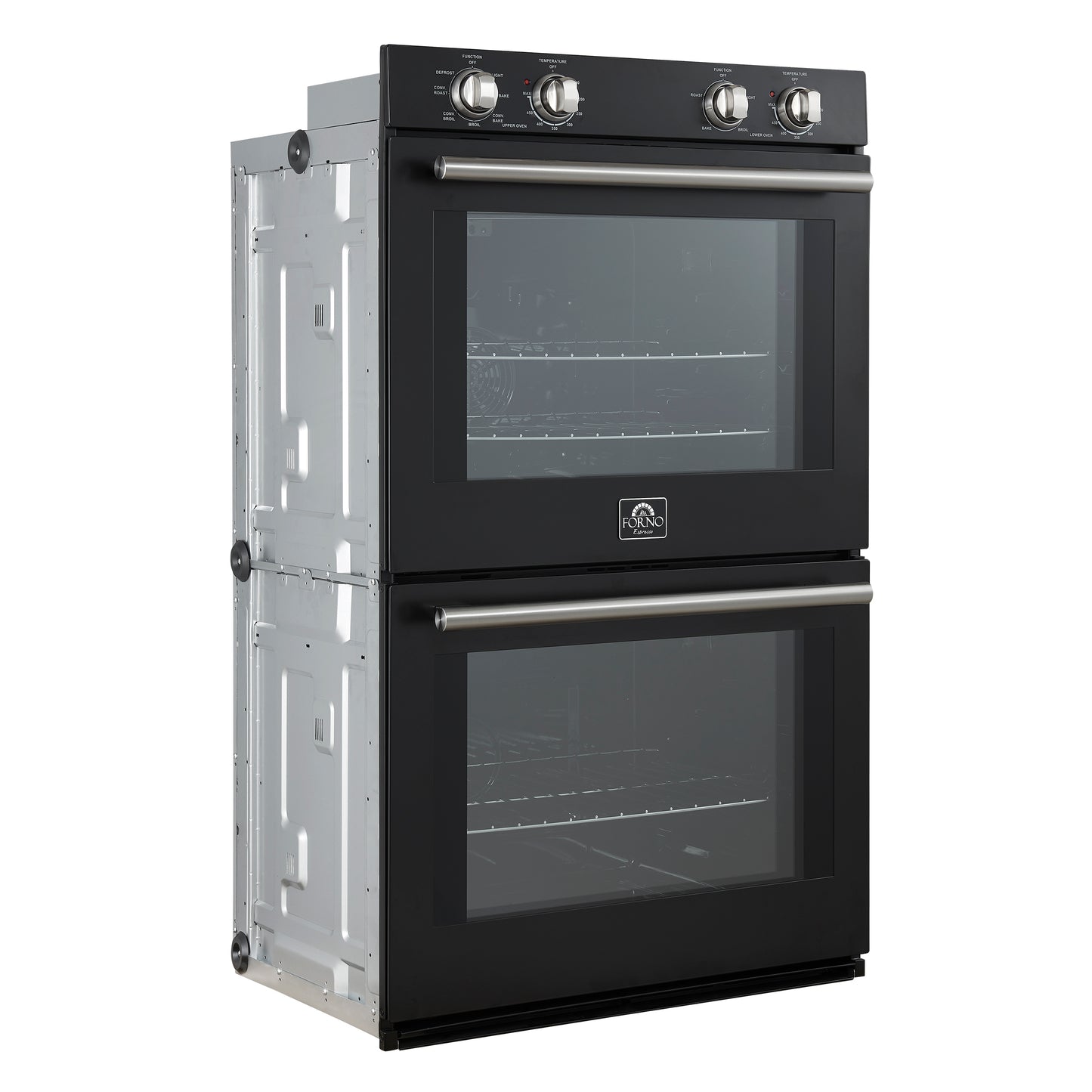 Forno Vomero 30-Inch Double Wall Oven, Black, 10 cu.ft Total Capacity, 7100W Convection, Mechanical Controls, Manuel Steam Clean