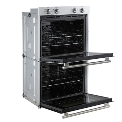 Forno Vomero 30-Inch Double Wall Oven, White, 10 cu.ft Total Capacity, 7100W Convection, Mechanical Controls, Manuel Steam Clean