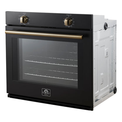Forno Vomero 30-Inch Wall Oven, Black, 5 cu.ft Capacity, 3550 Watts Convection, Mechanical Controls, Manuel Steam Clean