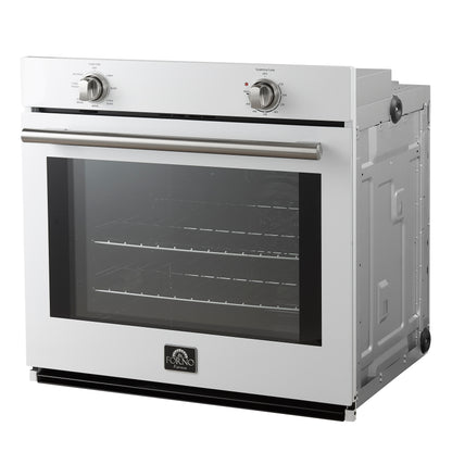 Forno Vomero 30-Inch Wall Oven, White, 5 cu.ft Capacity, 3550 Watts Convection, Mechanical Controls, Manuel Steam Clean
