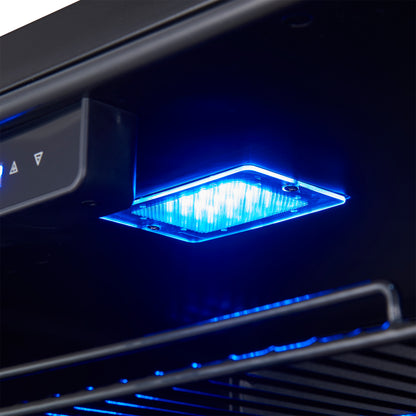 Forno Frescolino 24 Inch Beverage Cooler, White with Antique Brass Handles, with LED Lighting, Triple Glass Door, 188 Can Capacity, Built-In or Freestanding