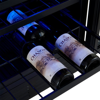 Forno Bacchino 24 Inch Wine Cooler, White with Antique Brass Handles, with LED Lighting, Triple Glass Door, 51 Bottle Capacity, Built-In or Freestanding